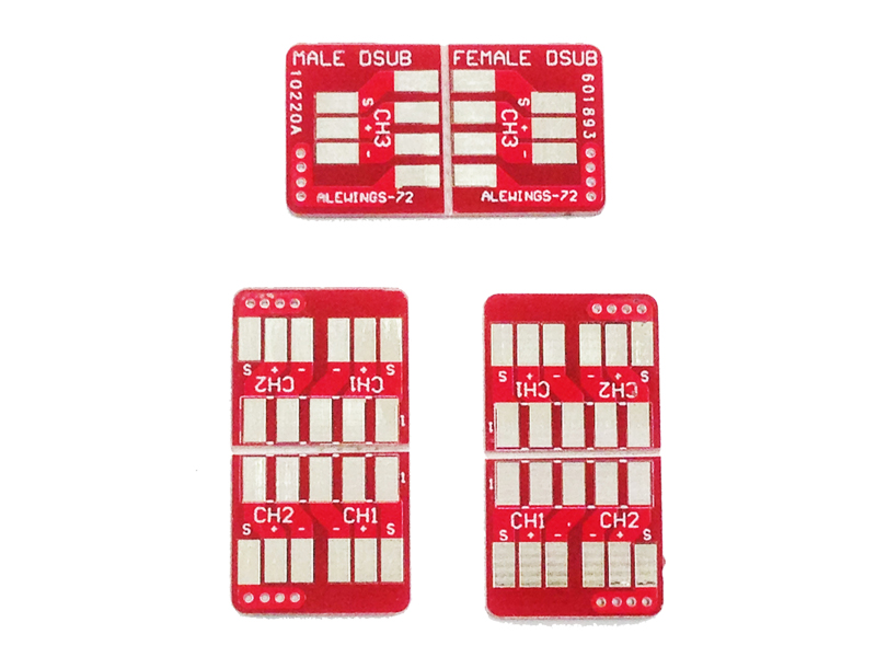 Three couples of DSUB 9p PCB adapter with 9 soldering pads
